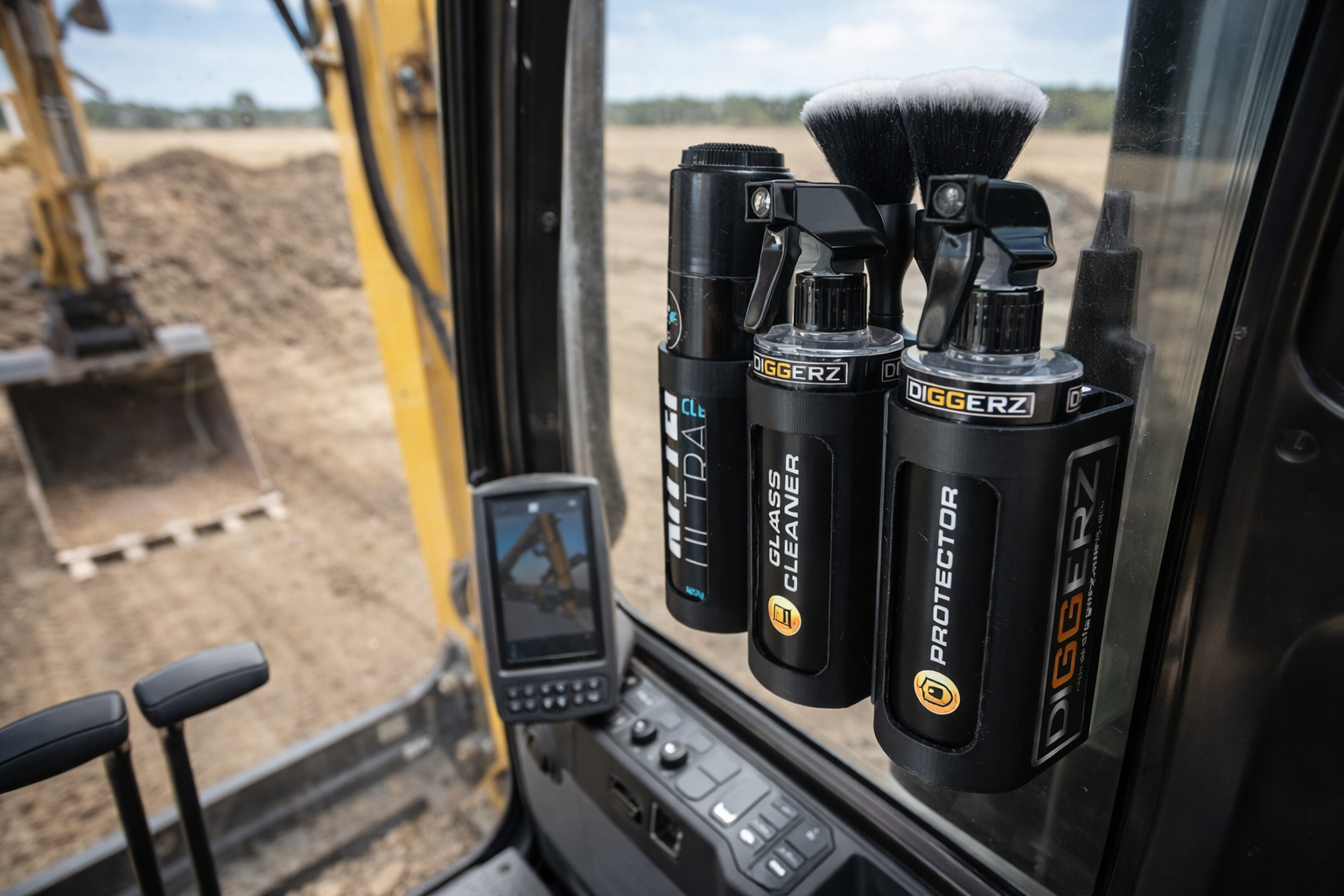 The Original Earthmoving equipment Cockpit bottle holder