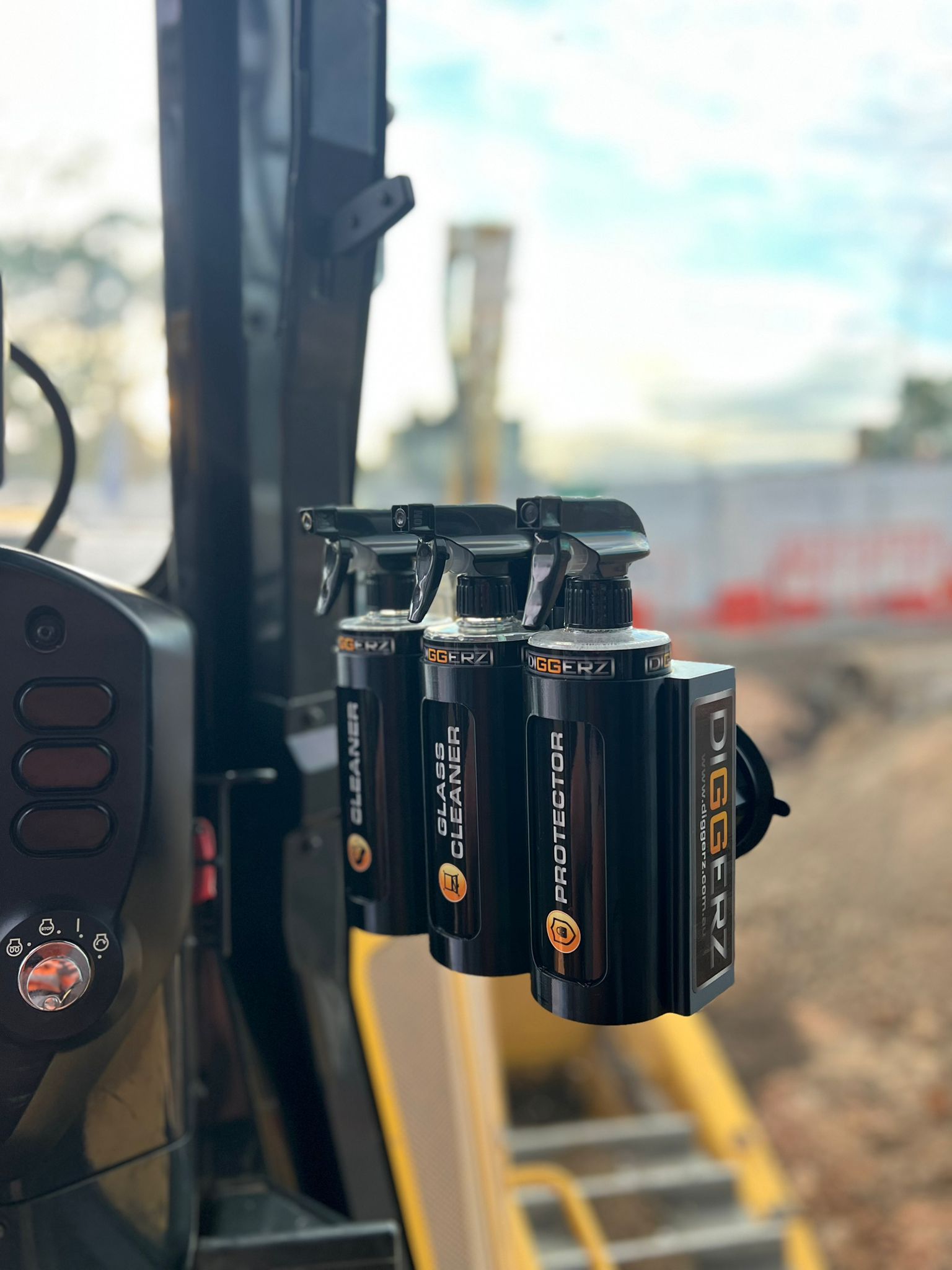 The Original Earthmoving equipment Cockpit bottle holder